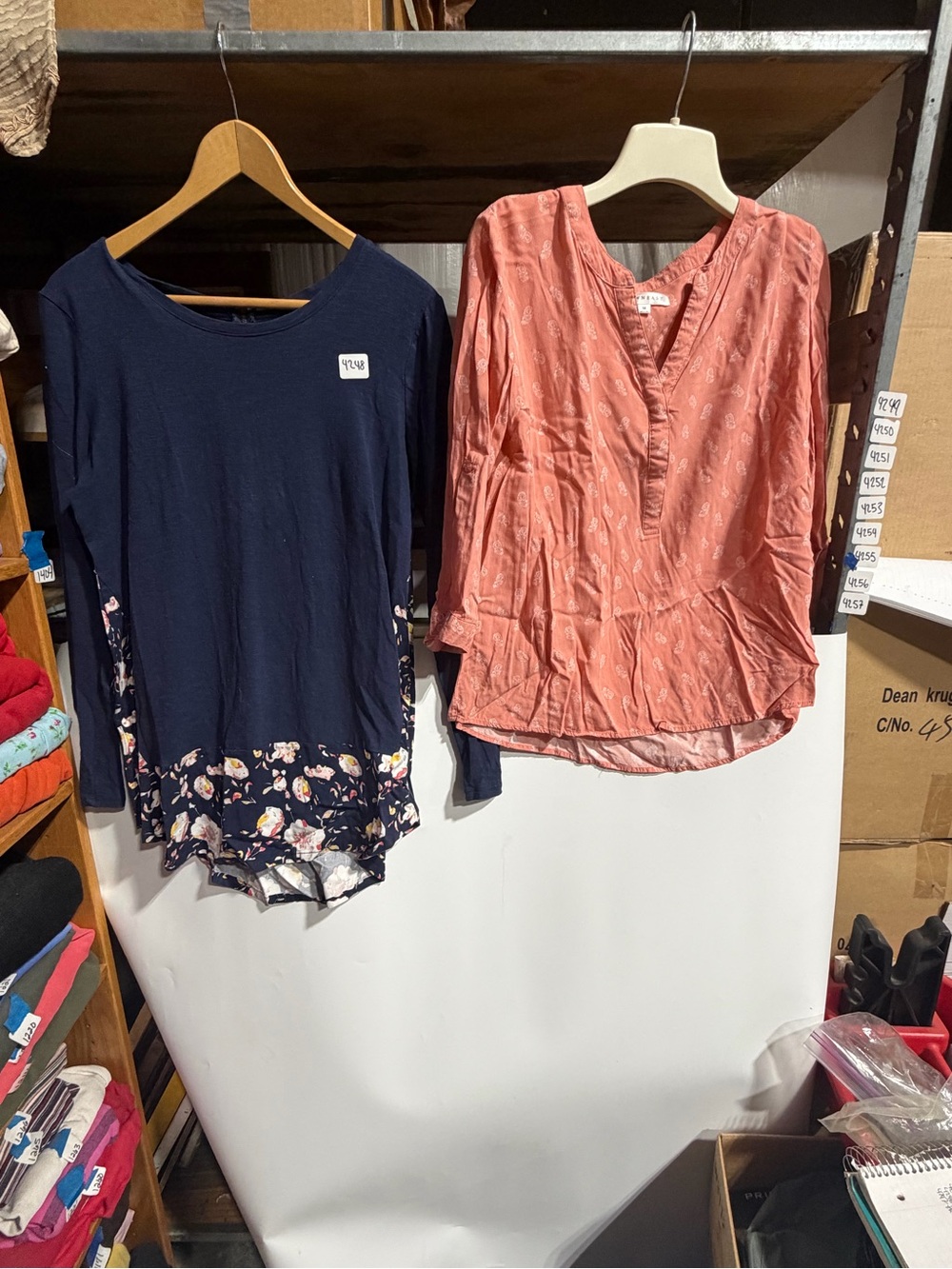 #4248-Two DownEast Blouse’s One pink and One Blue With flowers